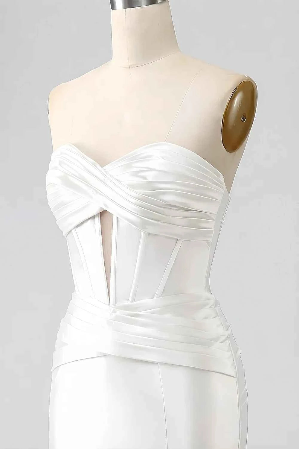 Kristen White Satin Twist-front Cutout Maxi Dress