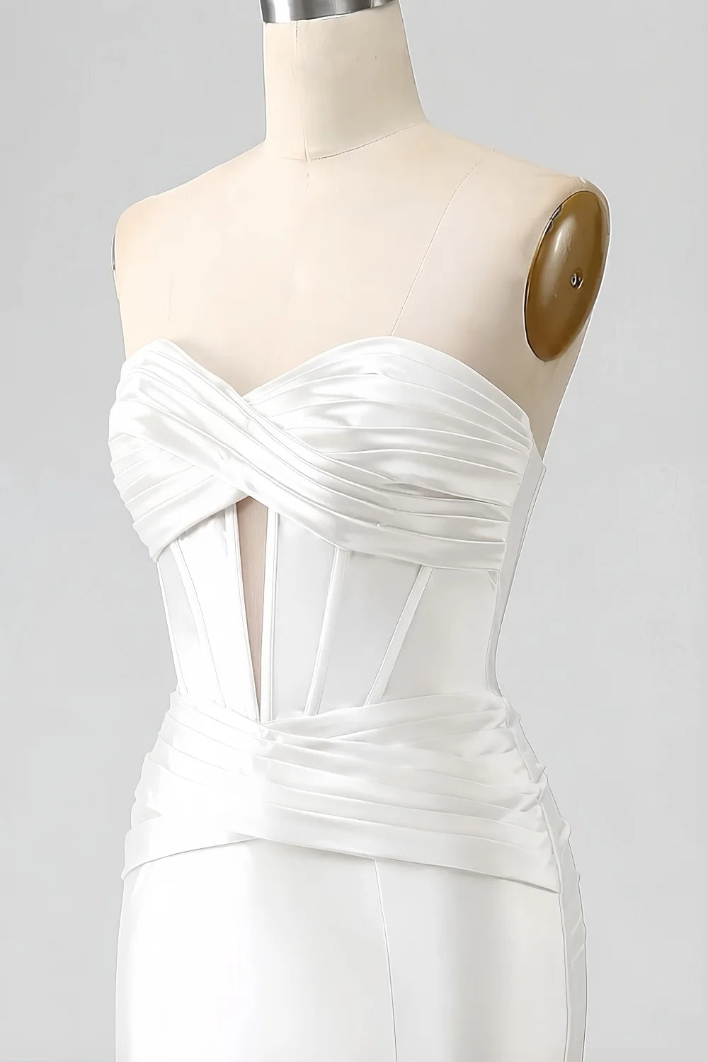 Kristen White Satin Twist-front Cutout Maxi Dress