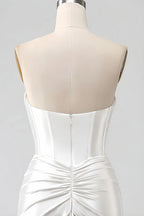 Kristen White Satin Twist-front Cutout Maxi Dress