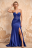 Lenore Blue Sparkly Strapless Corset Maxi Dress