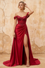 Lilian Red Lace Rhinestone Off The Shoulder Maxi Dress