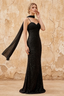 Lily Black Chiffon Pearl Maxi Dress With Detachable Halter Neck Sash