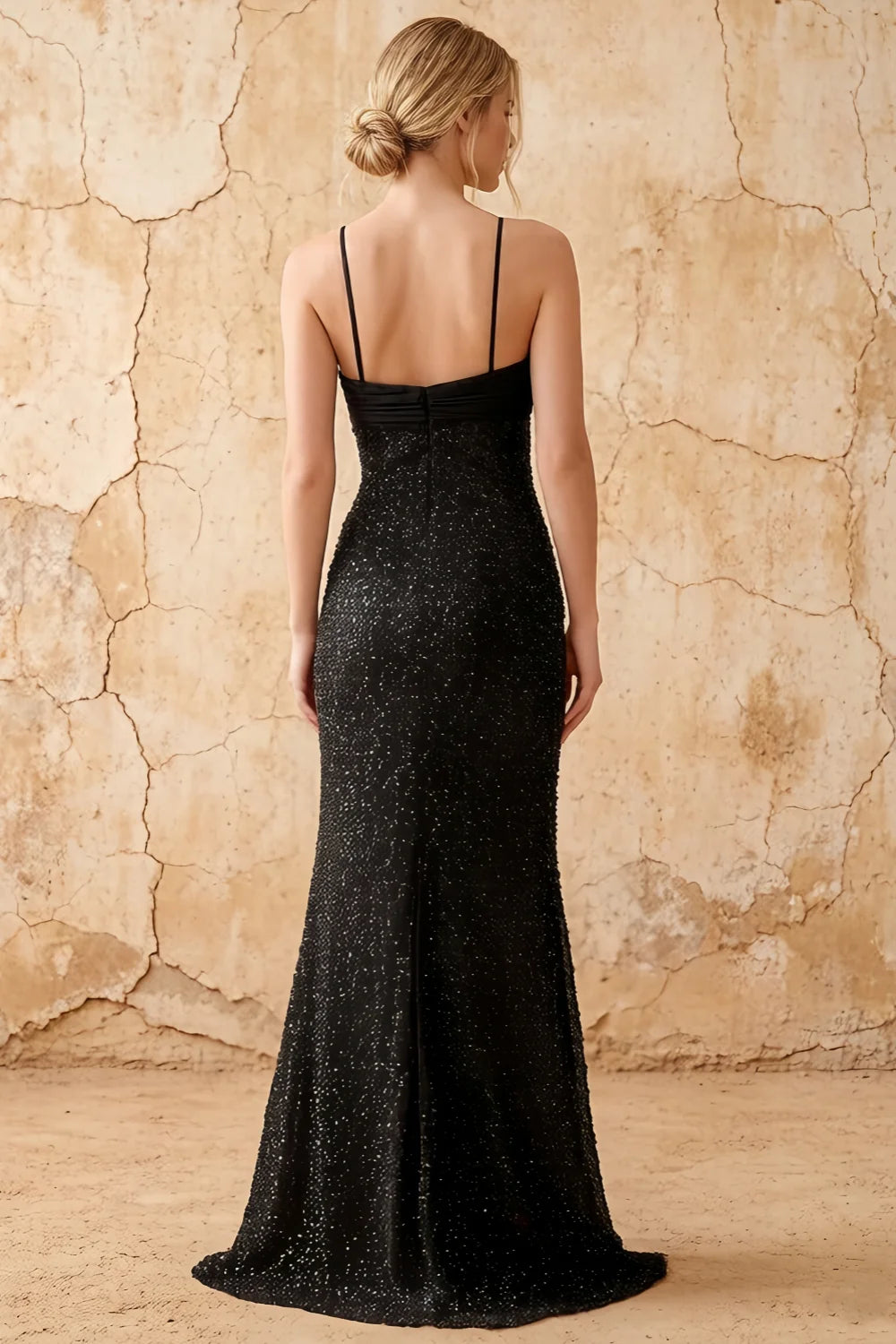 Lily Black Chiffon Pearl Maxi Dress With Detachable Halter Neck Sash