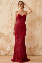 Lily Burgundy Chiffon Pearl Maxi Dress With Detachable Halter Neck Sash