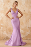Linda Purple Satin V-neck Mermaid Hot Rhinestones Maxi Dress