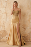 Louise Gold Satin Mermaid Off The Shoulder Maxi Dress