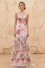 Lucy Pink 3d Flower Mermaid Maxi Dress with Slit