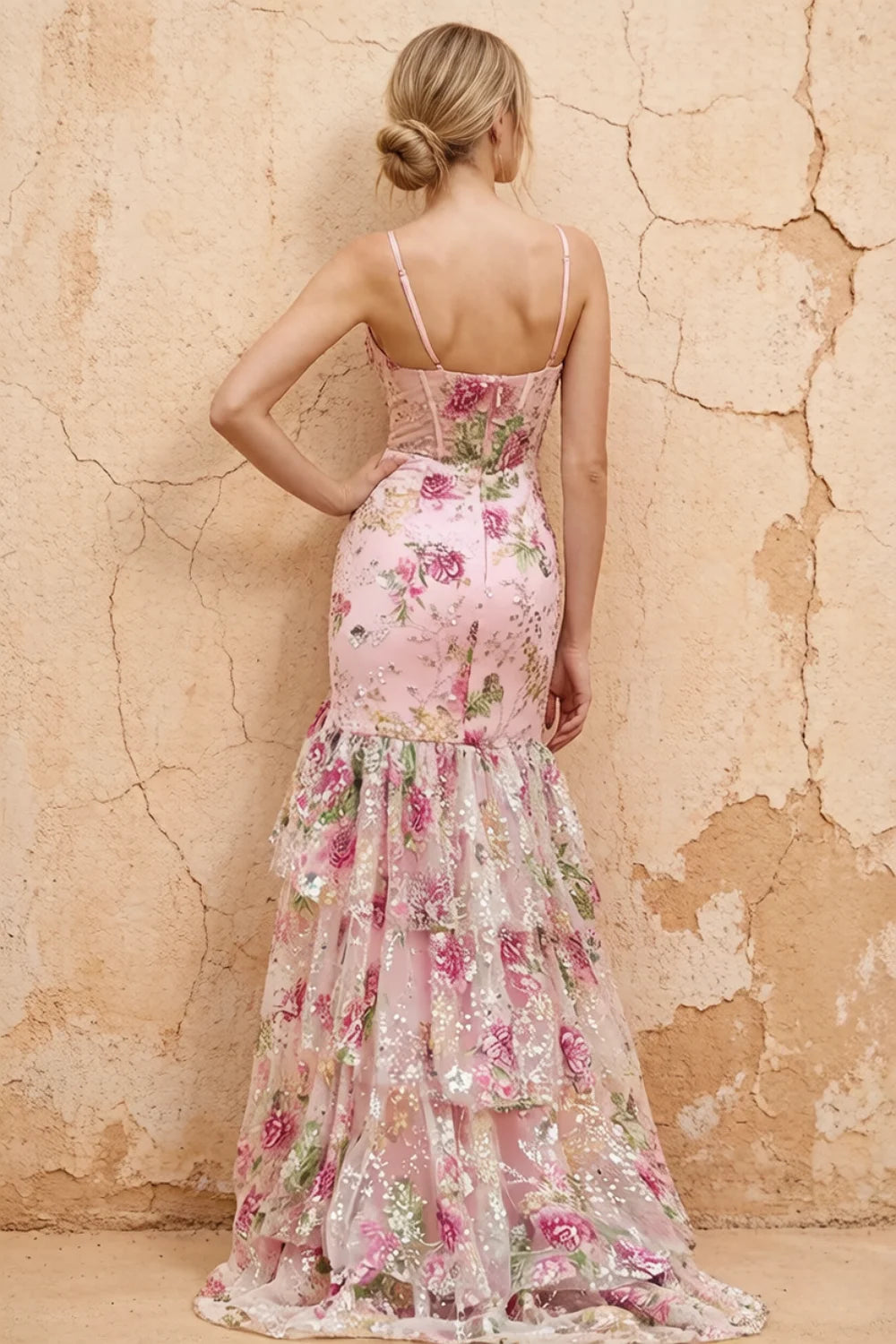 Lucy Pink 3d Flower Mermaid Maxi Dress with Slit Secondary image