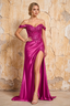 Megan Sparkly Fuchsia Off the Shoulder Maxi Dress Fuchsia