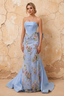 Lynn Light Blue Convertible Strapless Corset Maxi Dress With Bow