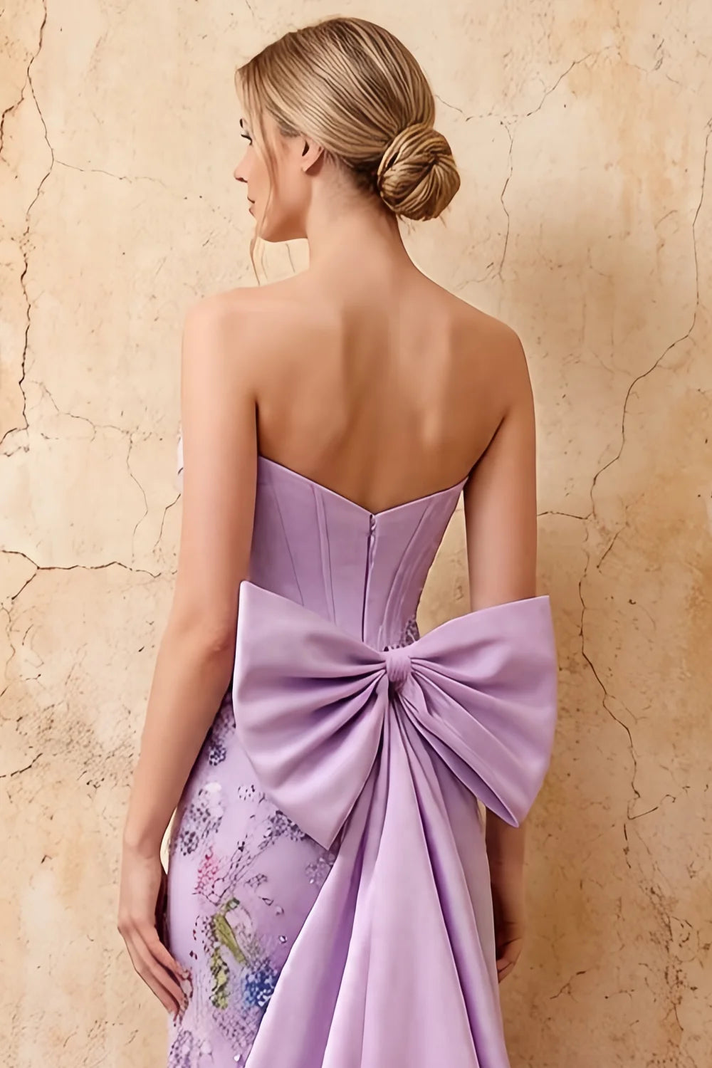 Lynn Purple Convertible Strapless Corset Maxi Dress With Bow