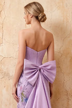 Lynn Purple Convertible Strapless Corset Maxi Dress With Bow