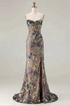 Mabel Black Mermaid Strapless Maxi Dress With Slit