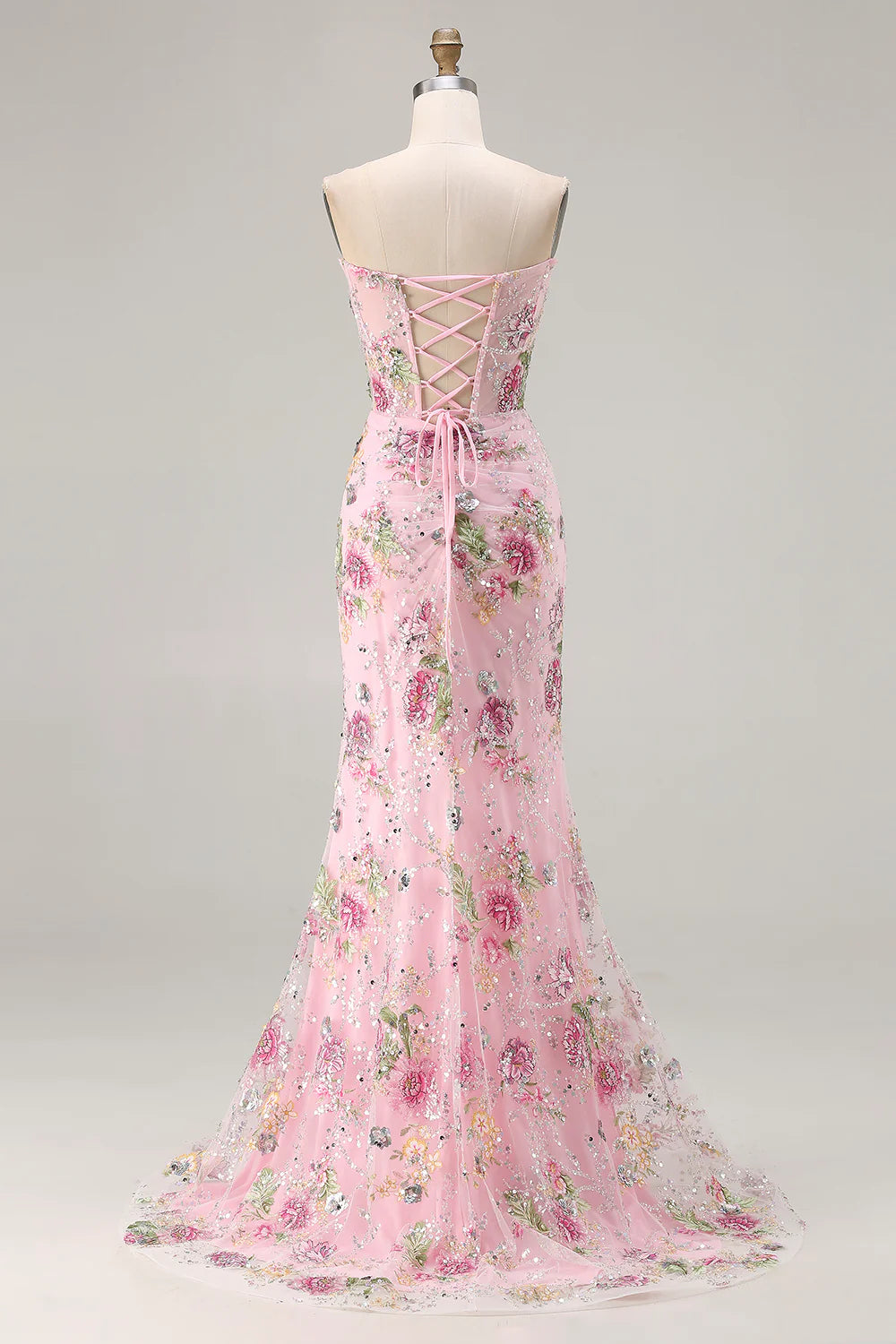 Mabel Pink Mermaid Strapless Maxi Dress With Slit