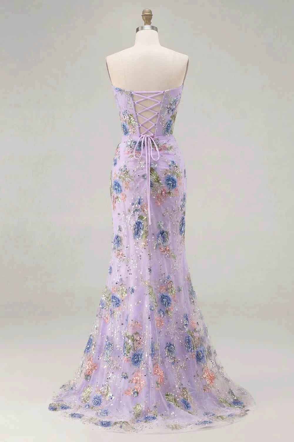Mabel Purple Mermaid Strapless Maxi Dress With Slit