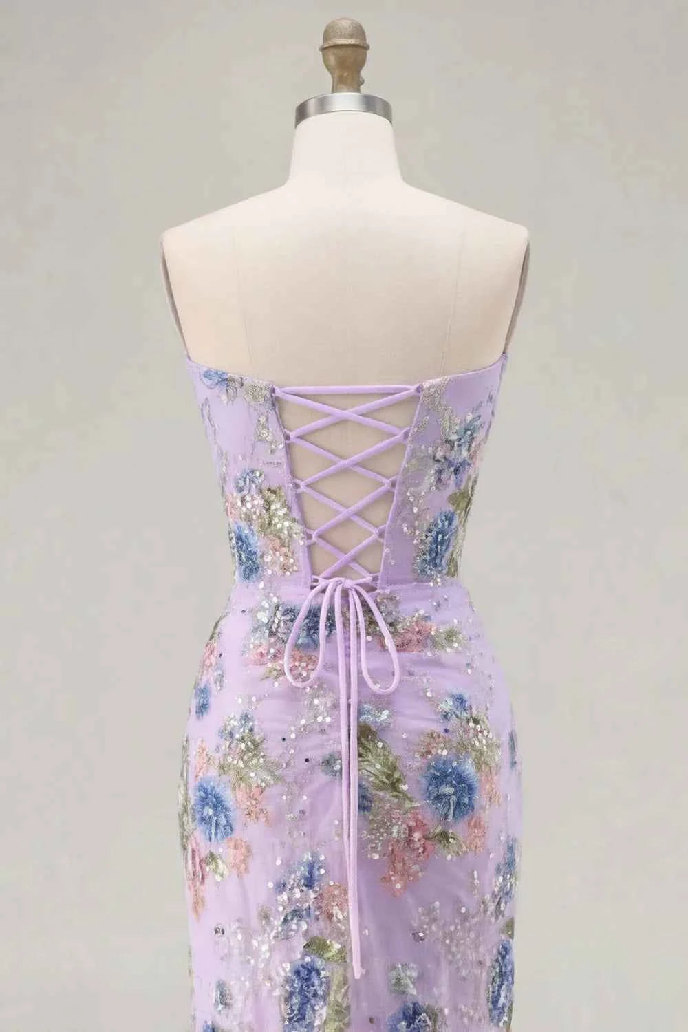 Mabel Purple Mermaid Strapless Maxi Dress With Slit