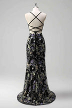 Madeline Black Sparkly Tulle Mermaid Maxi Dress