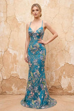 Madeline Peacock Sparkly Tulle Mermaid Maxi Dress