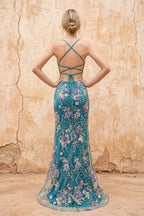 Madeline Peacock Sparkly Tulle Mermaid Maxi Dress