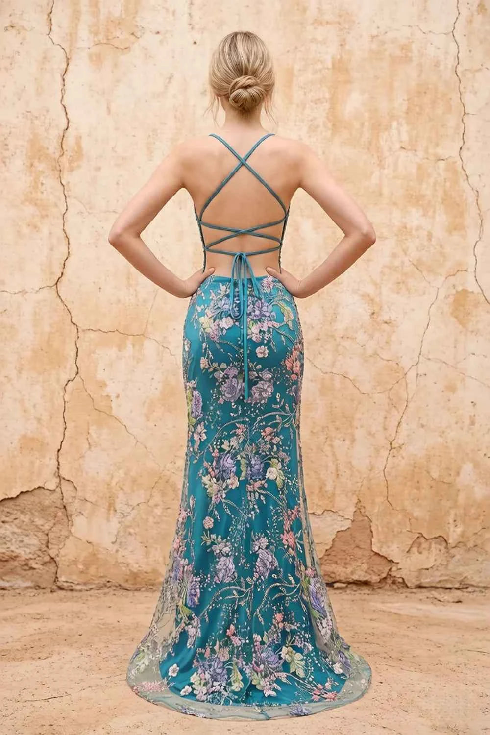 Madeline Peacock Sparkly Tulle Mermaid Maxi Dress