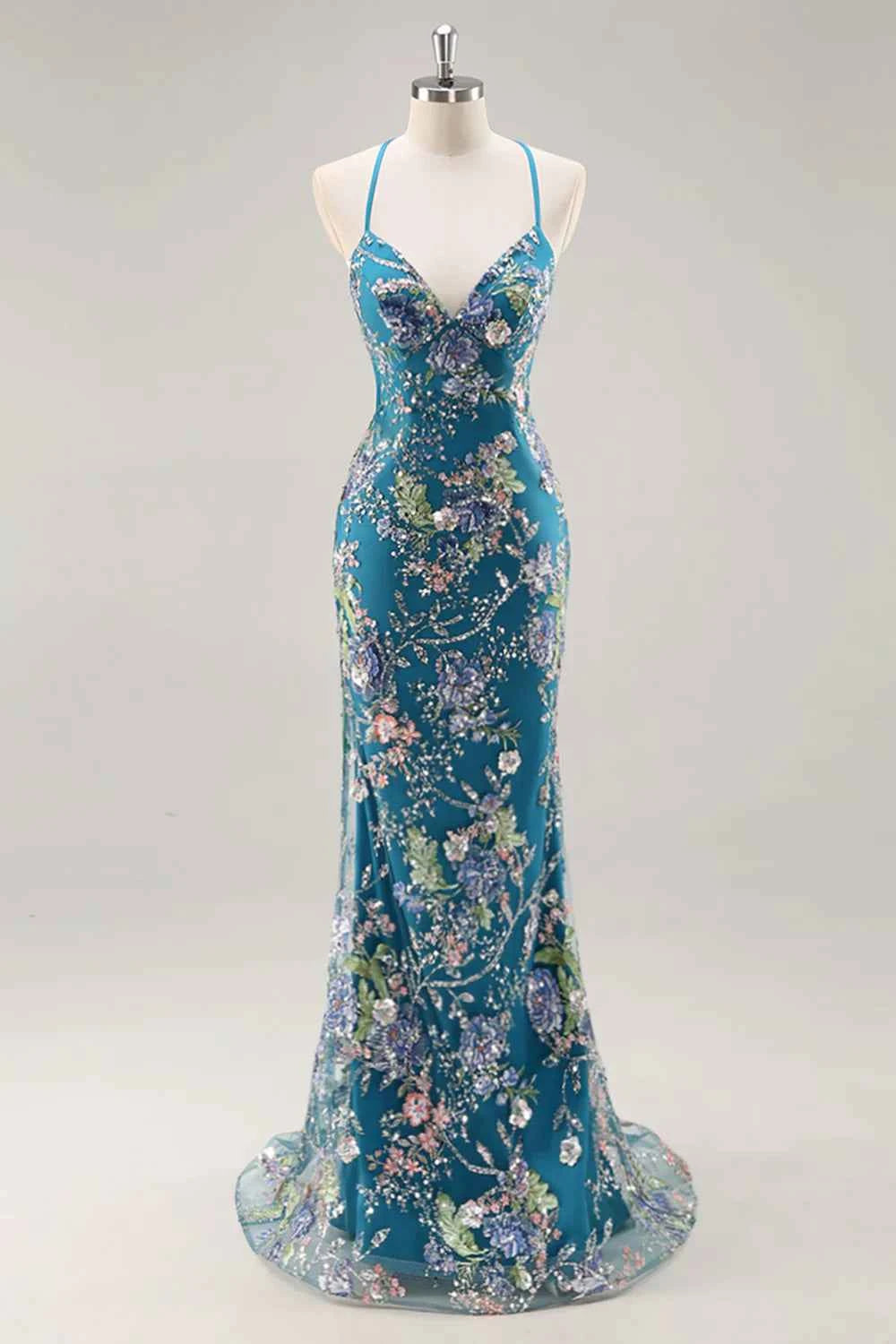 Madeline Peacock Sparkly Tulle Mermaid Maxi Dress