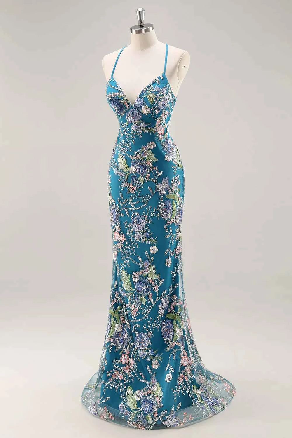 Madeline Peacock Sparkly Tulle Mermaid Maxi Dress