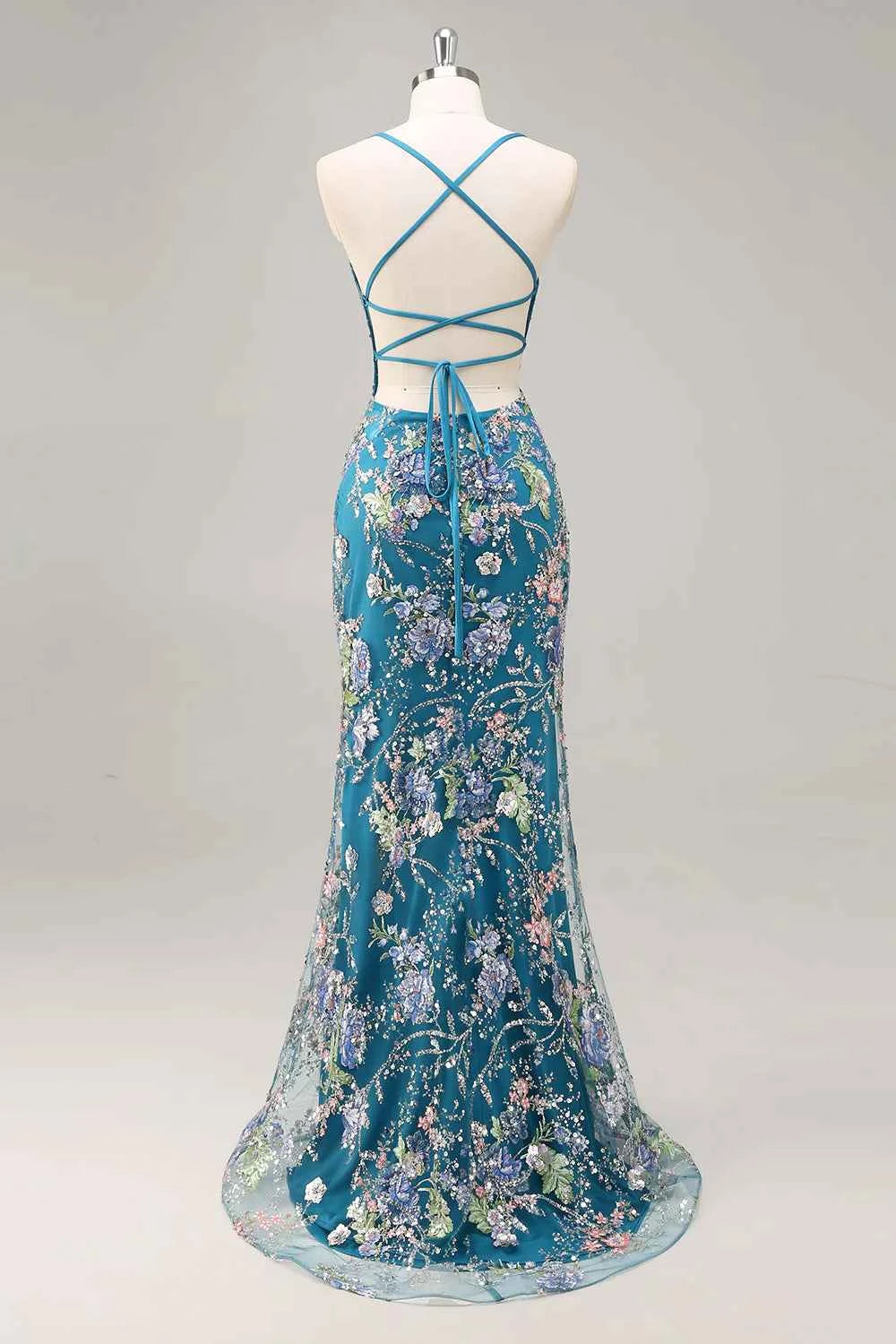 Madeline Peacock Sparkly Tulle Mermaid Maxi Dress