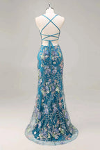 Madeline Peacock Sparkly Tulle Mermaid Maxi Dress