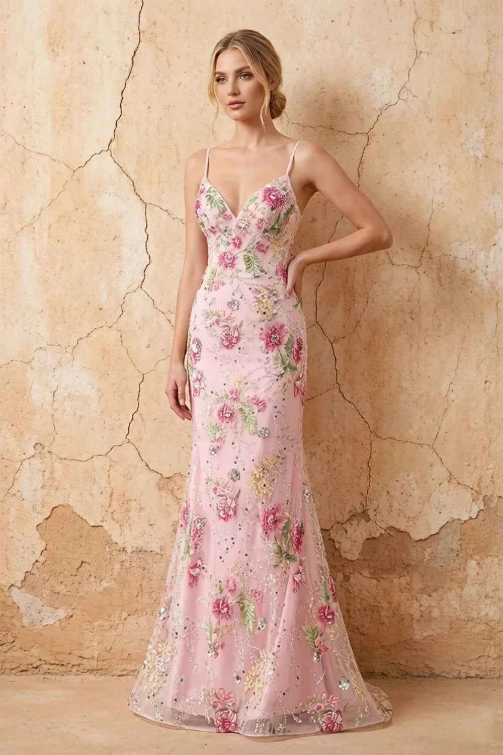Madeline Pink Sparkly Tulle Mermaid Maxi Dress Main image