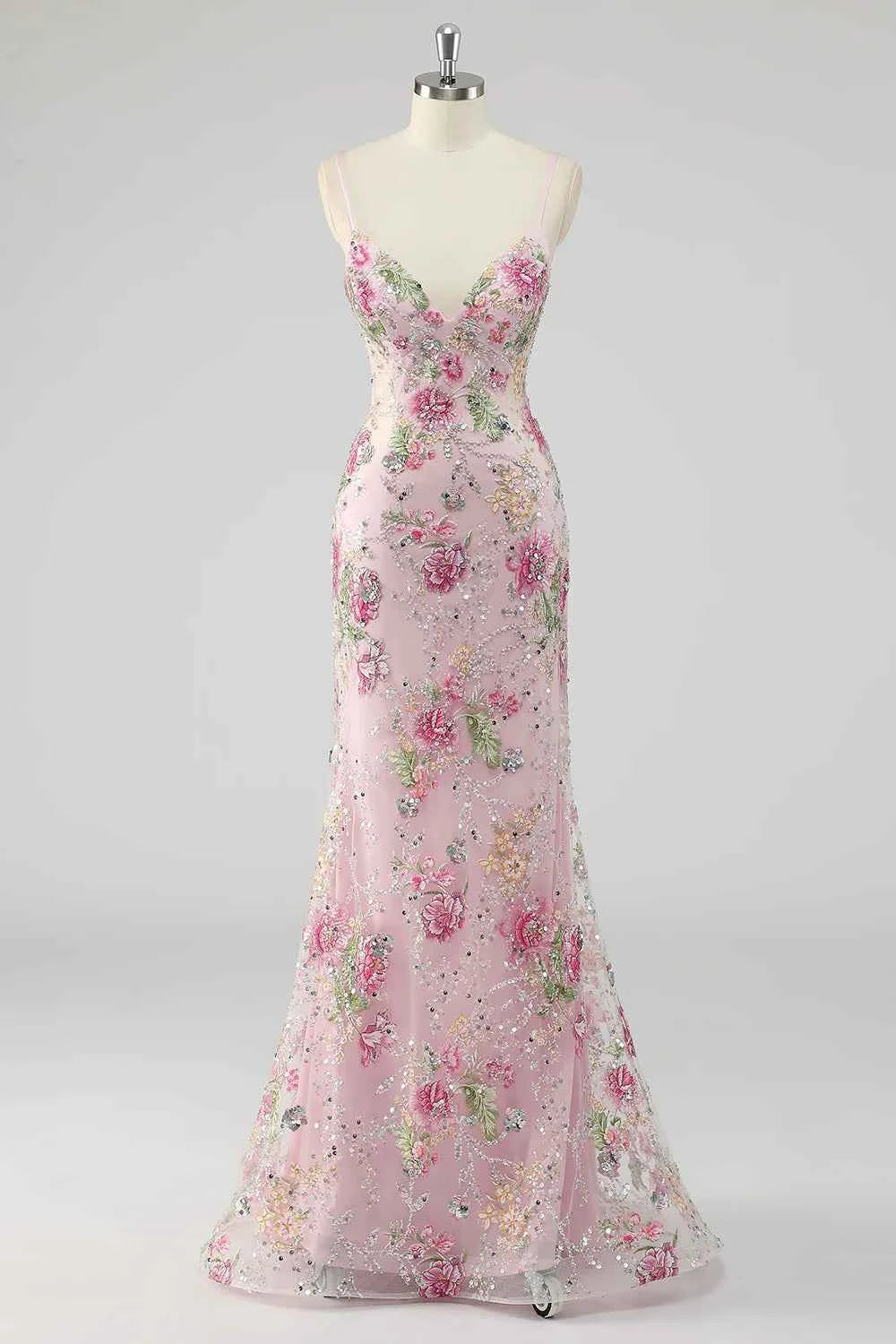 Madeline Pink Sparkly Tulle Mermaid Maxi Dress