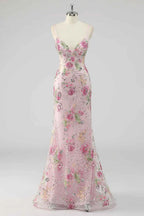 Madeline Pink Sparkly Tulle Mermaid Maxi Dress