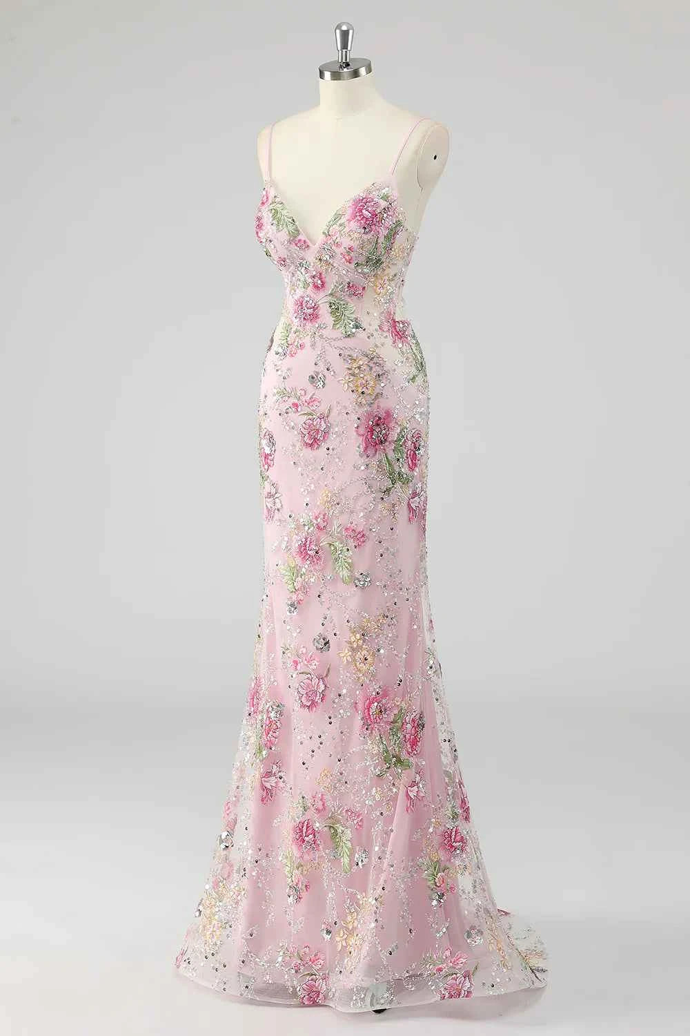 Madeline Pink Sparkly Tulle Mermaid Maxi Dress