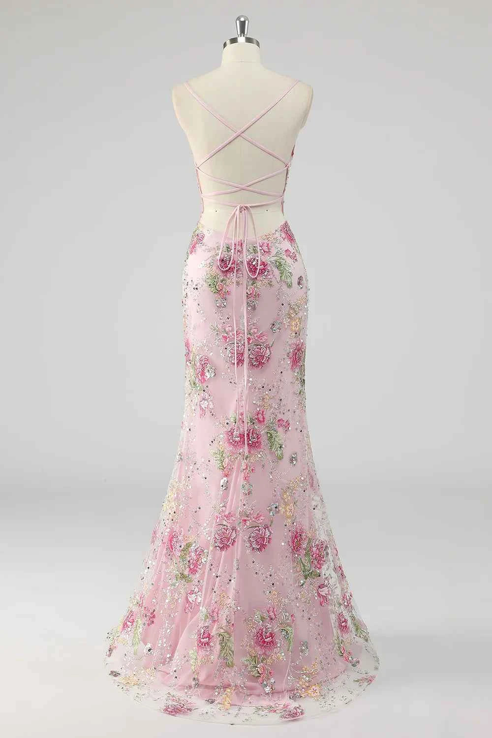 Madeline Pink Sparkly Tulle Mermaid Maxi Dress