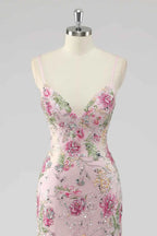 Madeline Pink Sparkly Tulle Mermaid Maxi Dress