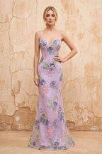Madeline Purple Sparkly Tulle Mermaid Maxi Dress