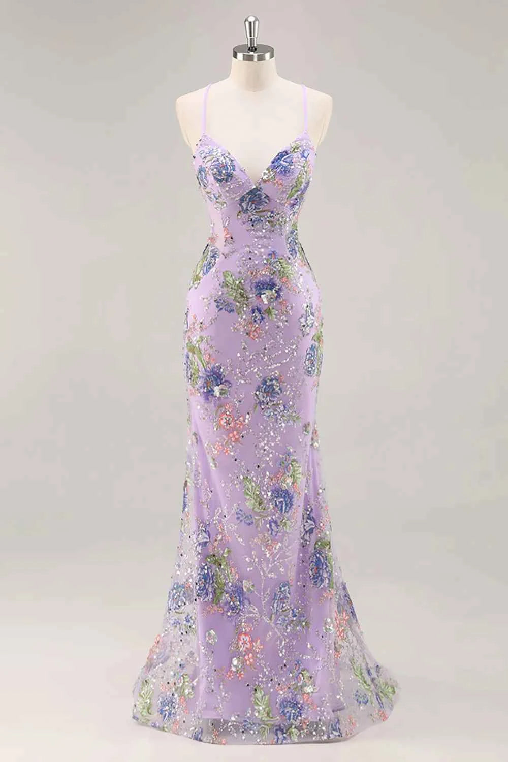 Madeline Purple Sparkly Tulle Mermaid Maxi Dress