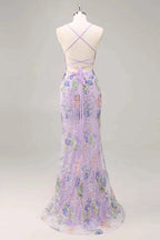 Madeline Purple Sparkly Tulle Mermaid Maxi Dress