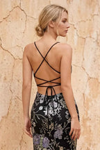 Maggie Glitter Black V-neck Mermaid Maxi Dress