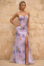 Maggie Glitter Purple V-neck Mermaid Maxi Dress