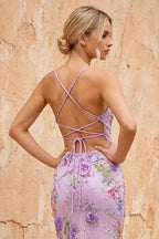 Maggie Glitter Purple V-neck Mermaid Maxi Dress