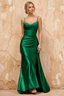 Margaret Dark Green Satin Sheath Corset Maxi Dress