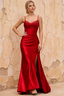 Margaret Red Satin Sheath Corset Maxi Dress