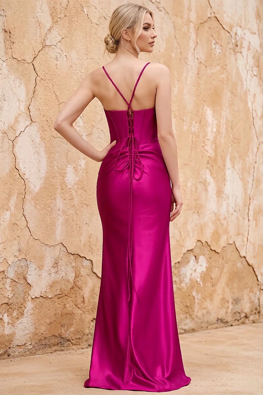 Margaret Rose Satin Sheath Corset Maxi Dress Main image