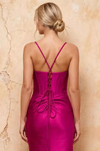 Margaret Rose Satin Sheath Corset Maxi Dress