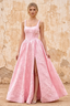 Marian Pink Jacquard A-line 3d Flowers Maxi Dress