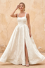 Marian White Jacquard A-line 3d Flowers Maxi Dress