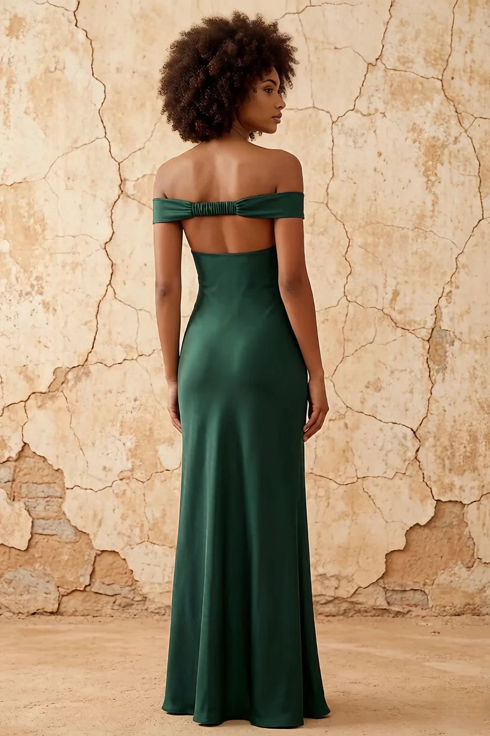 Translation missing: en.Marina Emerald Green satin off-the-shoulder maxi dress - product photo 2 content.product_image_secondary