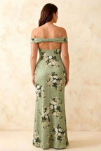 Marina Green Floral Off The Shoulder Maxi Dress