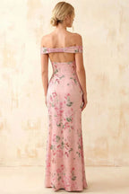 Marina Pink Floral Off The Shoulder Maxi Dress
