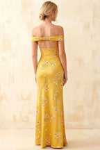 Marina Yellow Floral Off The Shoulder Maxi Dress